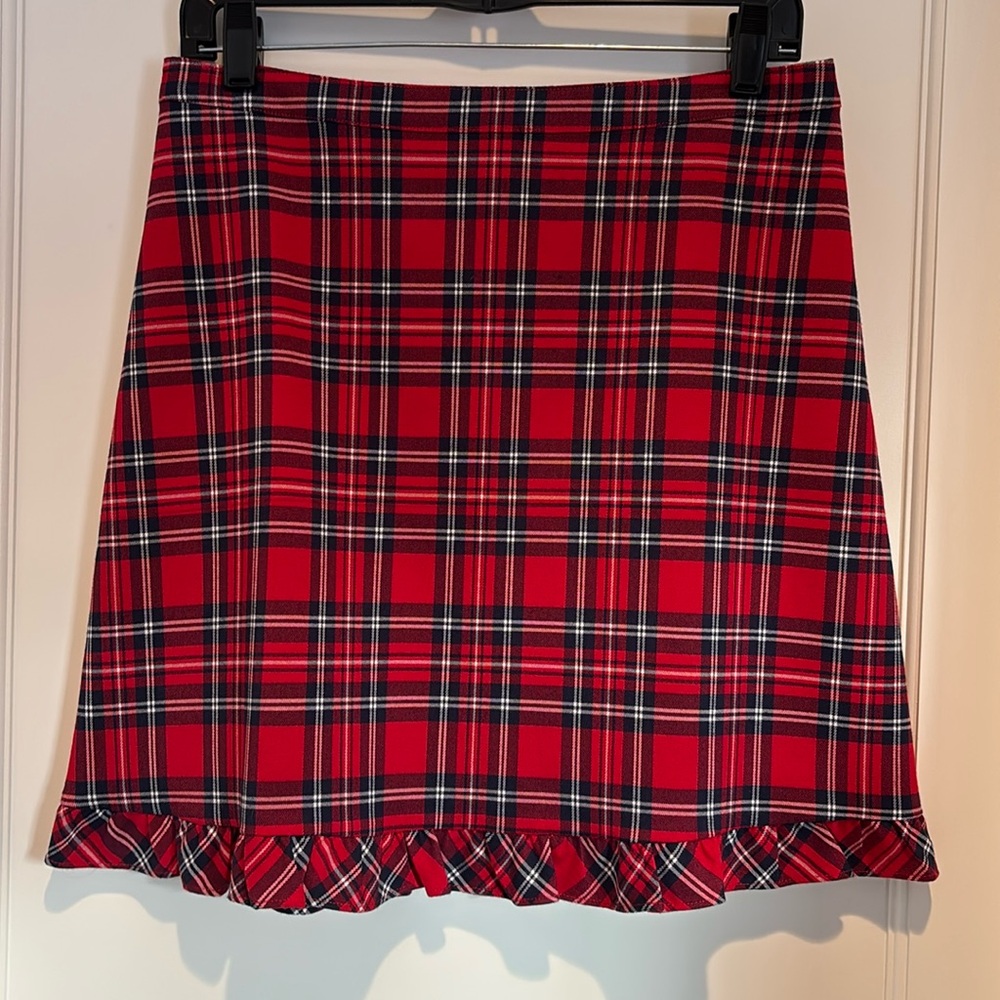 Draper James Angie check ruffled mini skirt